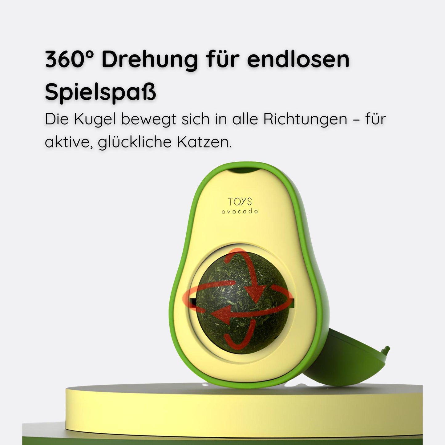 Avocado Katzenminze-Ball mit selbstklebendem Design – haftet sicher auf jeder Fläche für endlosen Spielspaß.