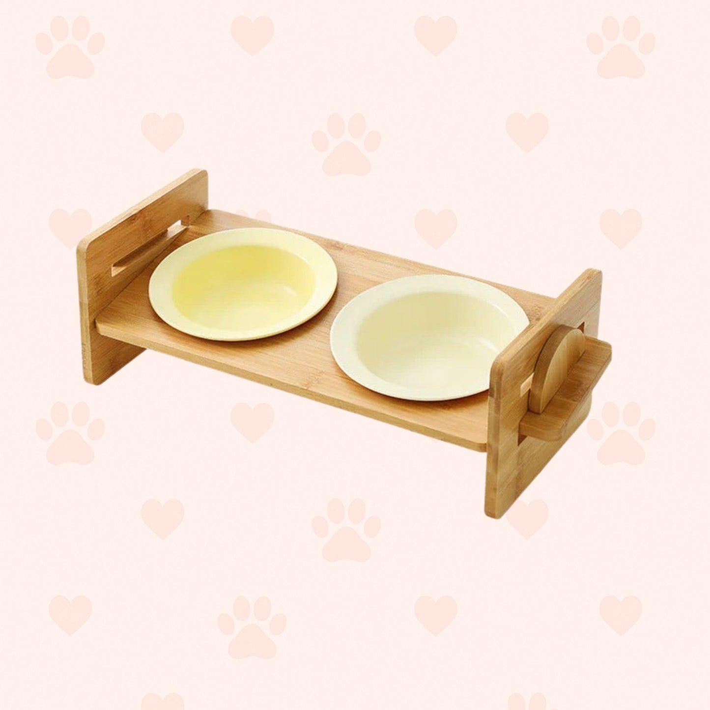 Erhöhter Bambus Keramik Futternapf für Katzen & kleine Hunde Happy Little Paws