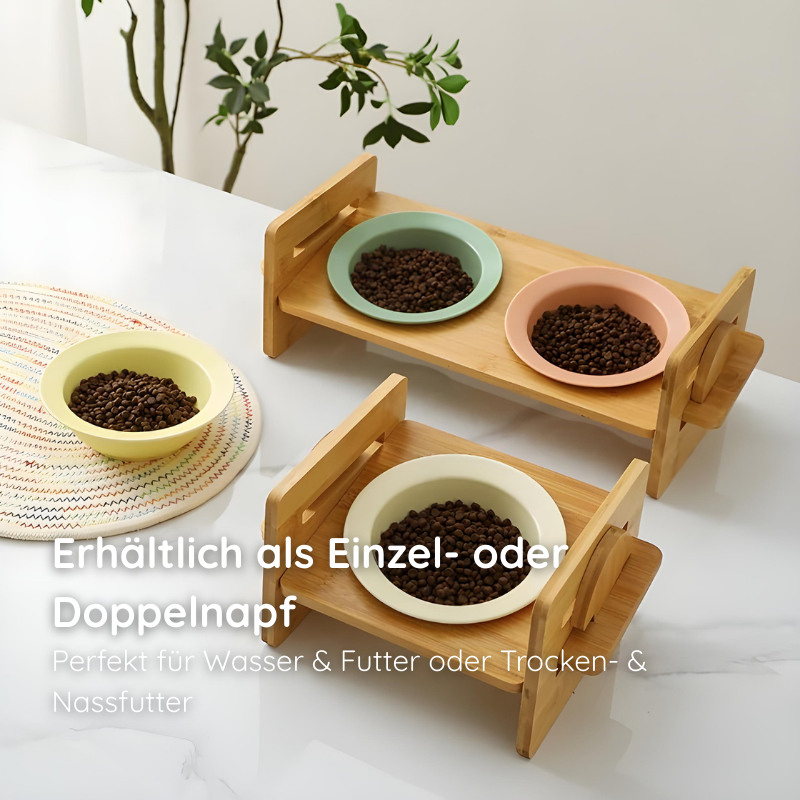 Bambus-Keramik Futternapf – Erhöht & ergonomisch Happylittlepaws