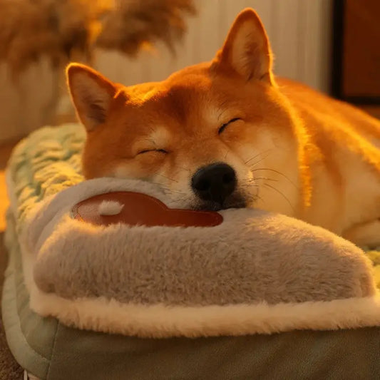 Hundebett mit Nackenrolle & Herzdetail - Happylittlepaws