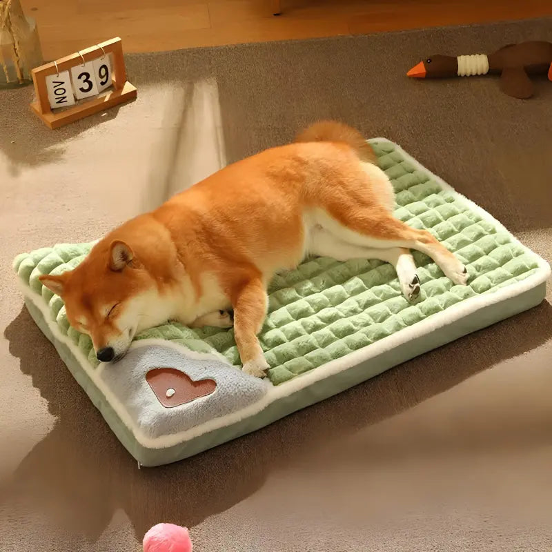 Hundebett mit Nackenrolle & Herzdetail - Happylittlepaws