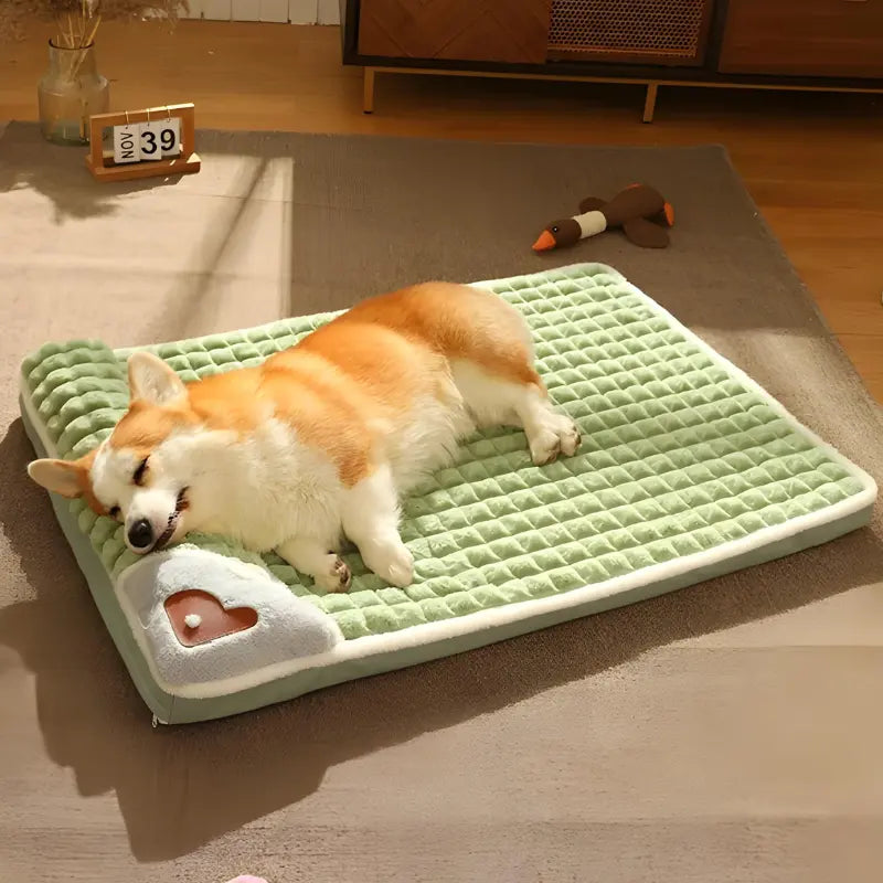 Hundebett mit Nackenrolle & Herzdetail - Happylittlepaws