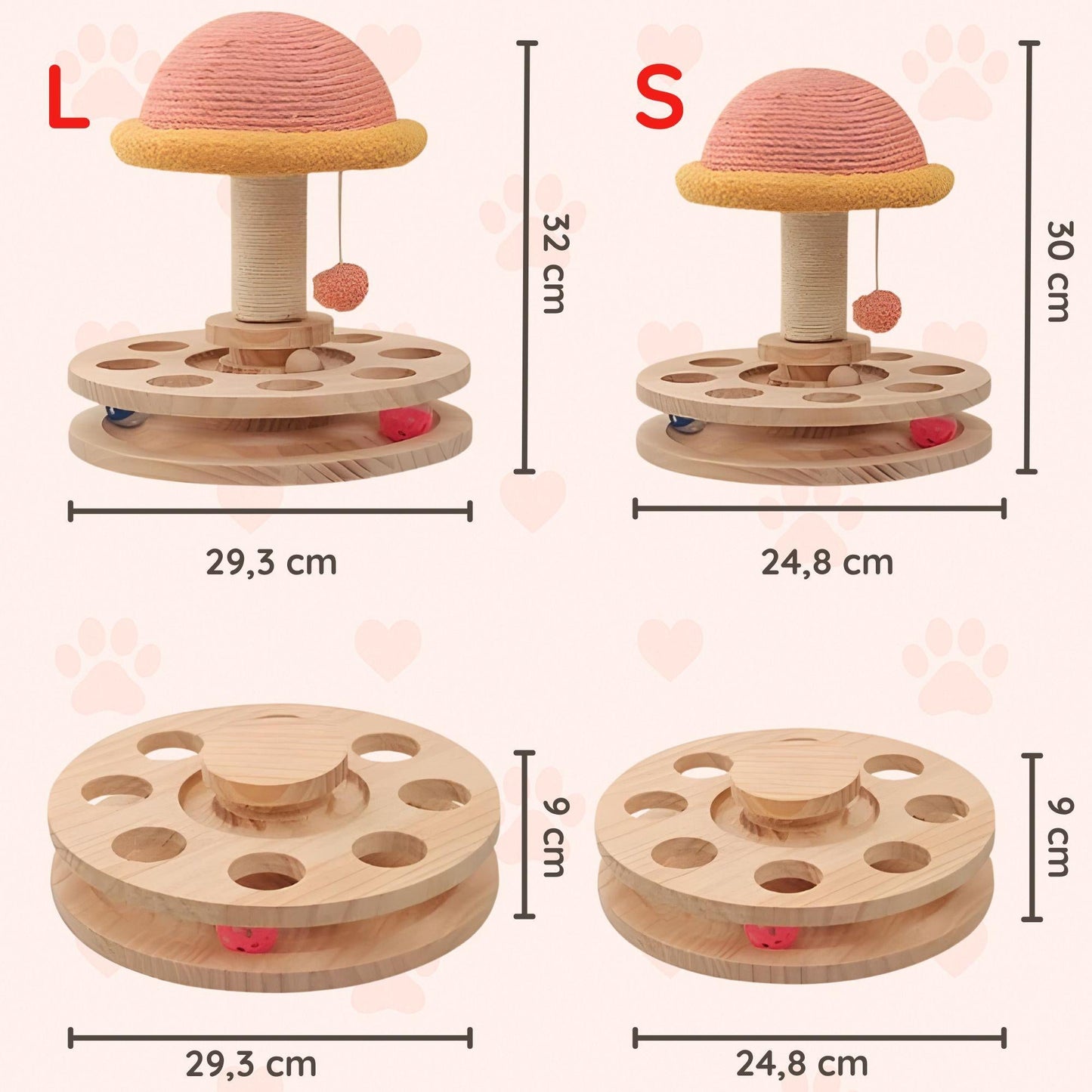 Katzen-Holzspielzeug – Drehbare Kratzsäule & Intelligenztrainer Happy Little Paws