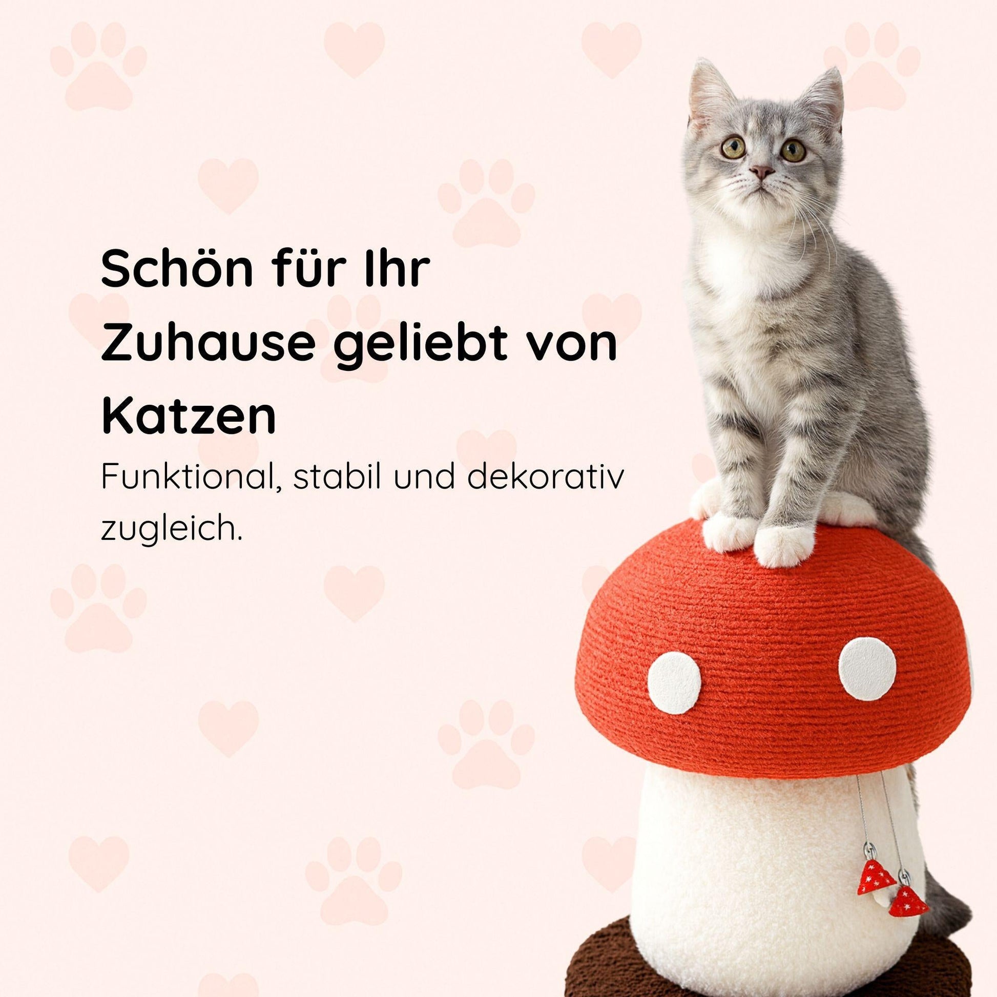 Pilz-Kratzbaum – Verspielte Kratzsäule aus Sisal & Teddy-Fleece Happy Little Paws