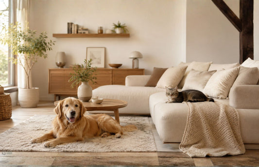 Hund und Katze in einem sauberen Zuhause mit gemütlicher Wohnatmosphäre
