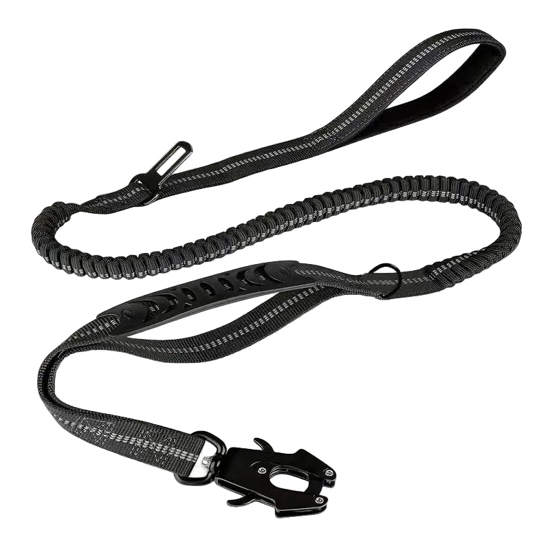Reflektierende Bungee-Hundeleine mit Auto-Gurtadapter