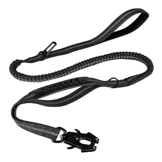 Reflektierende Bungee-Hundeleine mit Auto-Gurtadapter