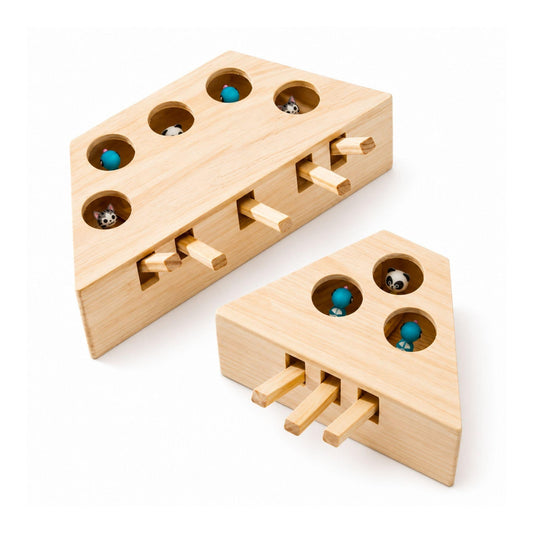 Interactive Wooden Cat Play Box