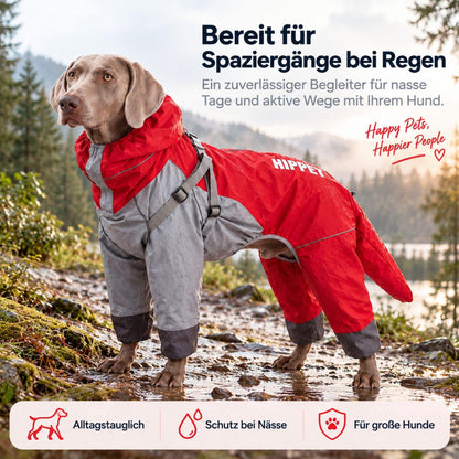 Hunde-Regenoverall für große Hunde mit Kapuze