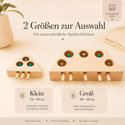 Interactive Wooden Cat Play Box