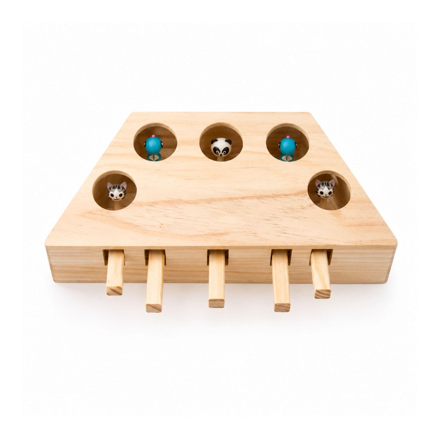 Interactive Wooden Cat Play Box