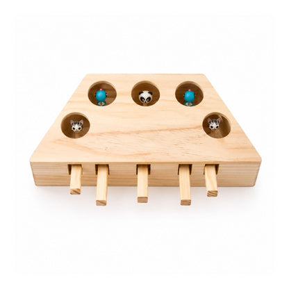 Interactive Wooden Cat Play Box