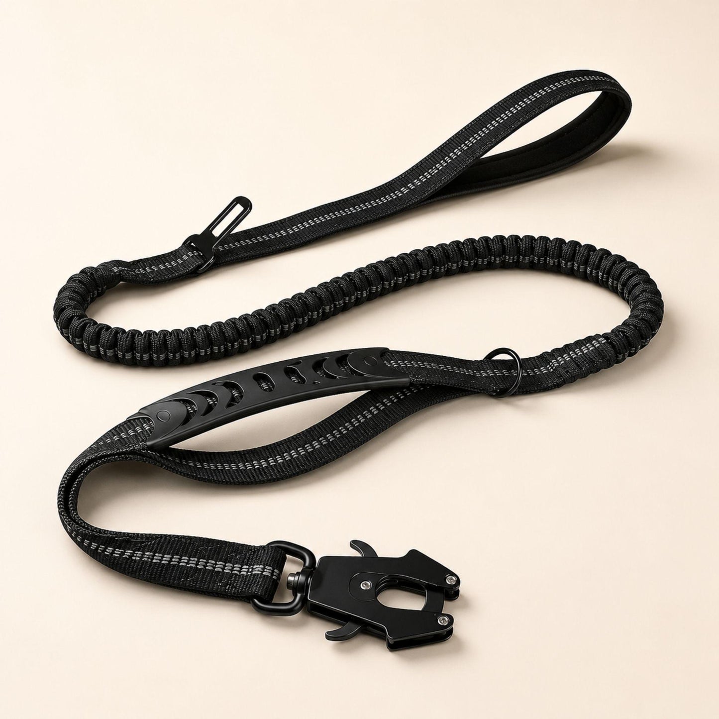 Reflektierende Bungee-Hundeleine mit Auto-Gurtadapter