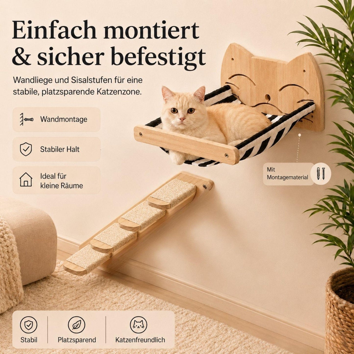 Katzen-Wandsystem mit Sisalstufen