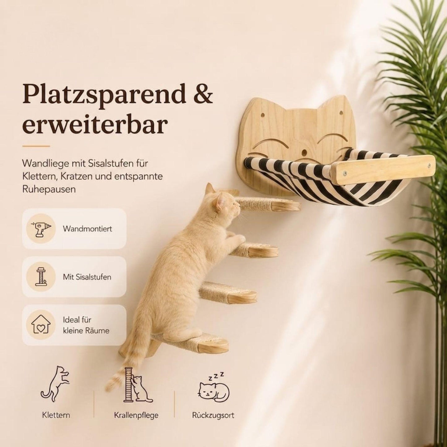 Katzen-Wandsystem mit Sisalstufen