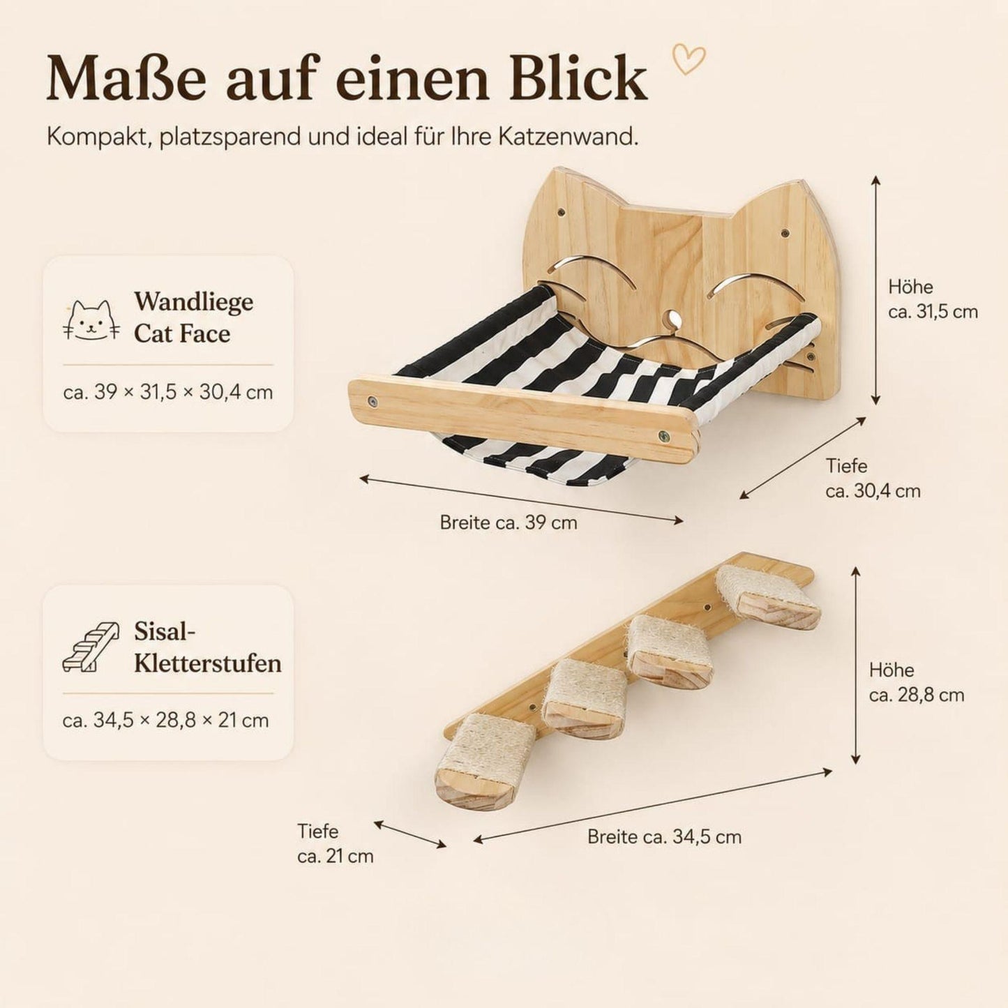 Katzen-Wandsystem mit Sisalstufen