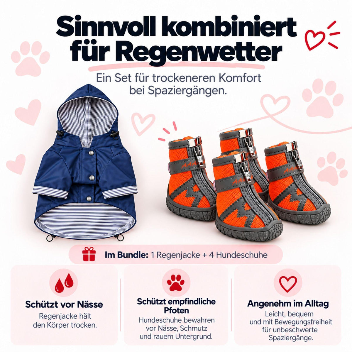 Herbst-Bundle für nasse Tage – Regenjacke + Hundeschuhe