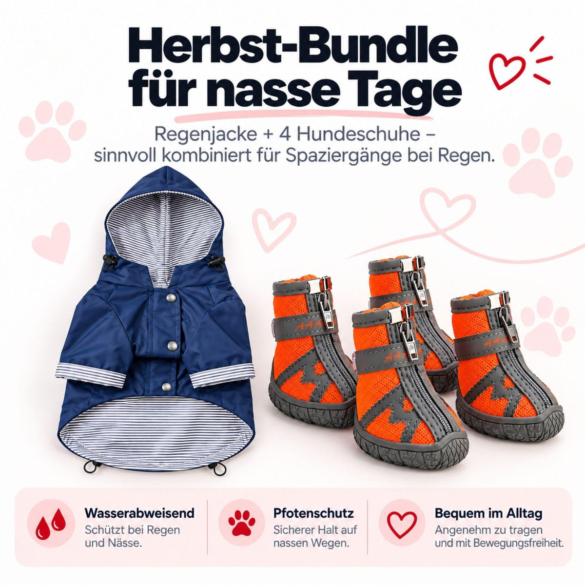 Herbst-Bundle für nasse Tage – Regenjacke + Hundeschuhe