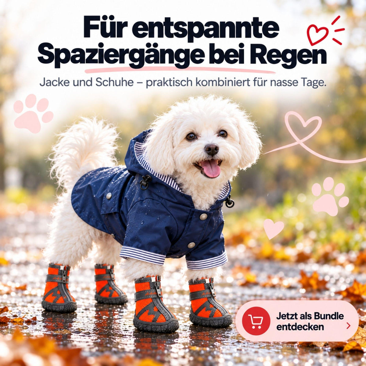 Herbst-Bundle für nasse Tage – Regenjacke + Hundeschuhe