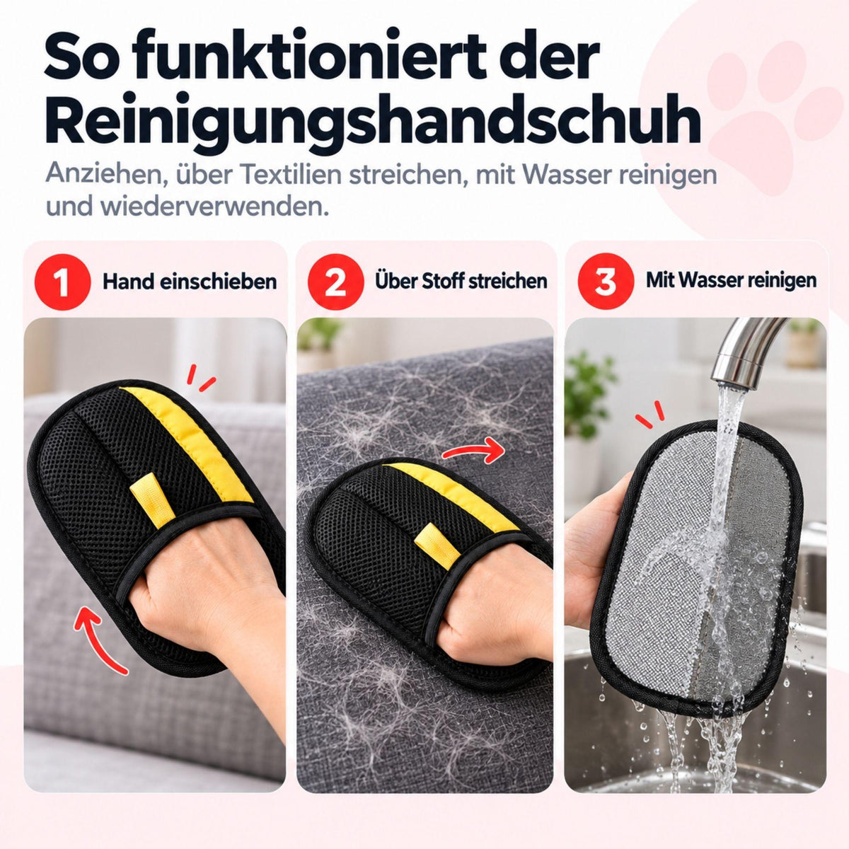Clothing hair remover – reusable cleaning glove