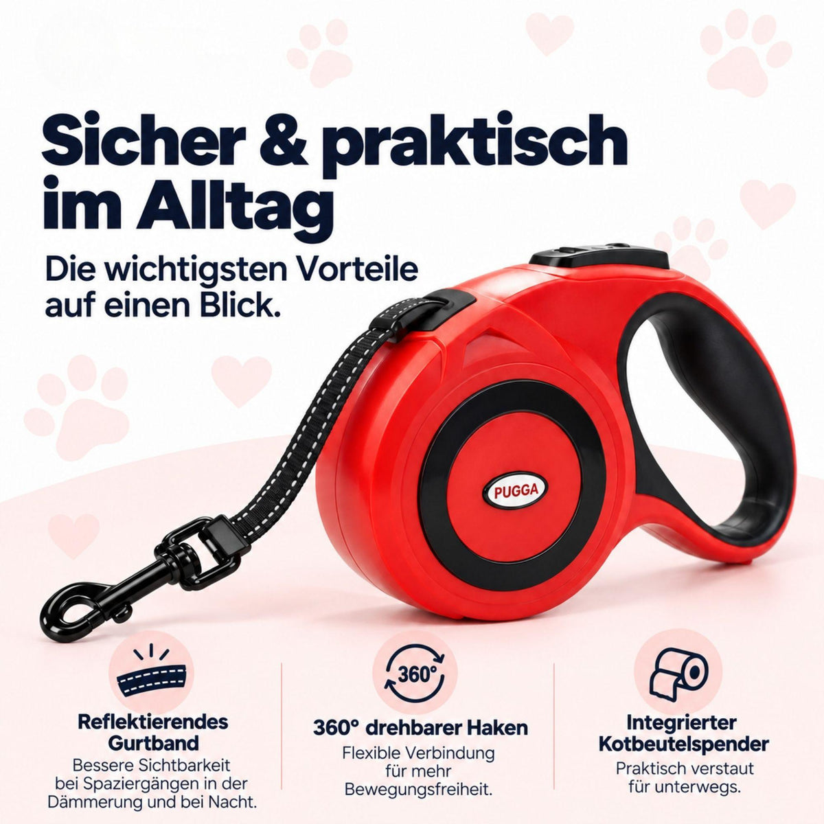 Flexi-Hundeleine mit Spender – Reflektierend & Sicher