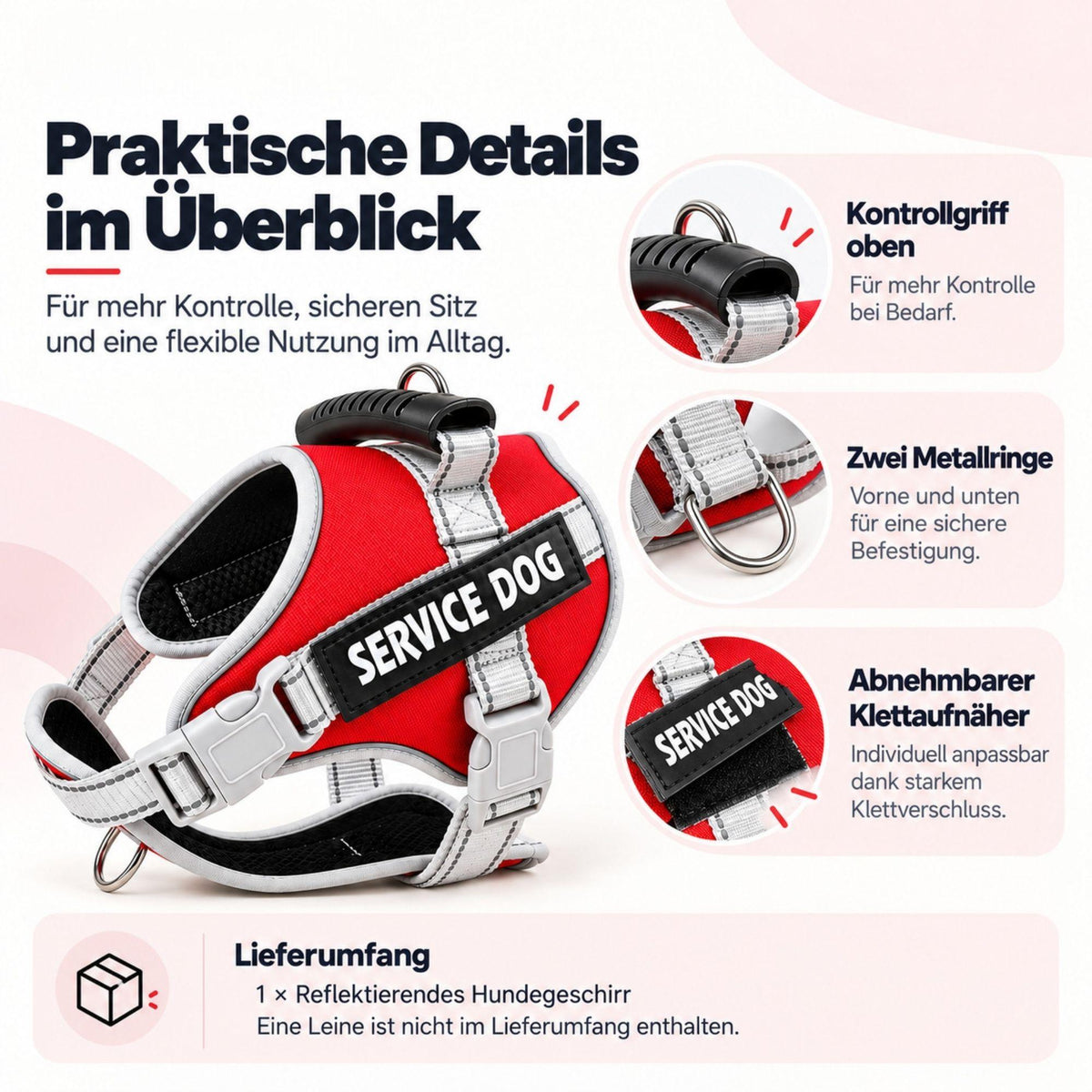 Reflektierendes Hundegeschirr, sicher & verstellbar