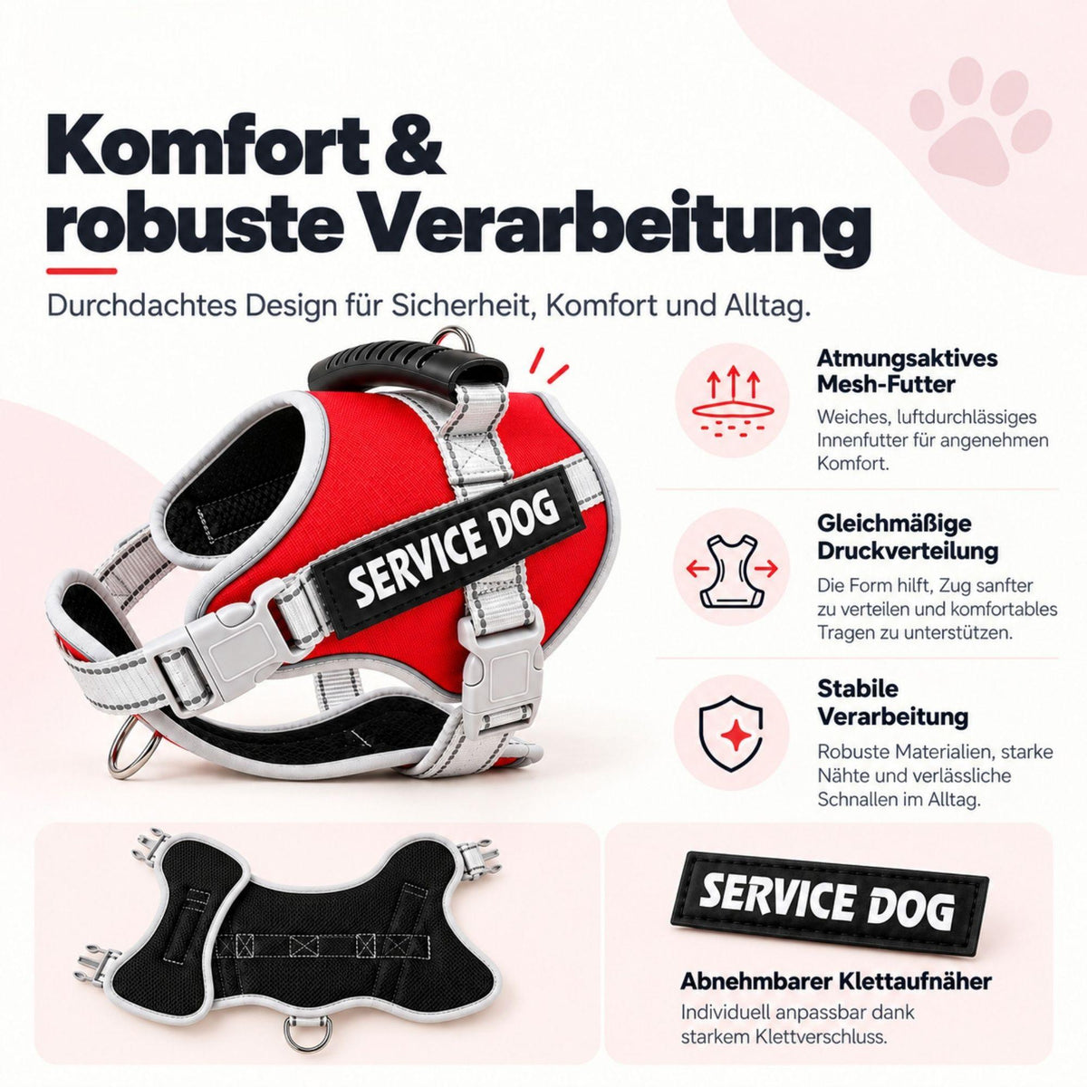 Reflektierendes Hundegeschirr, sicher & verstellbar