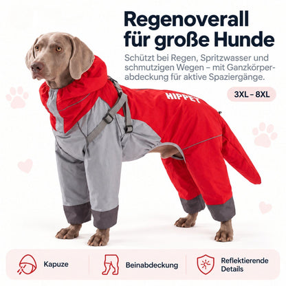 Hunde-Regenoverall für große Hunde mit Kapuze