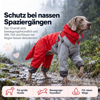 Hunde-Regenoverall für große Hunde mit Kapuze