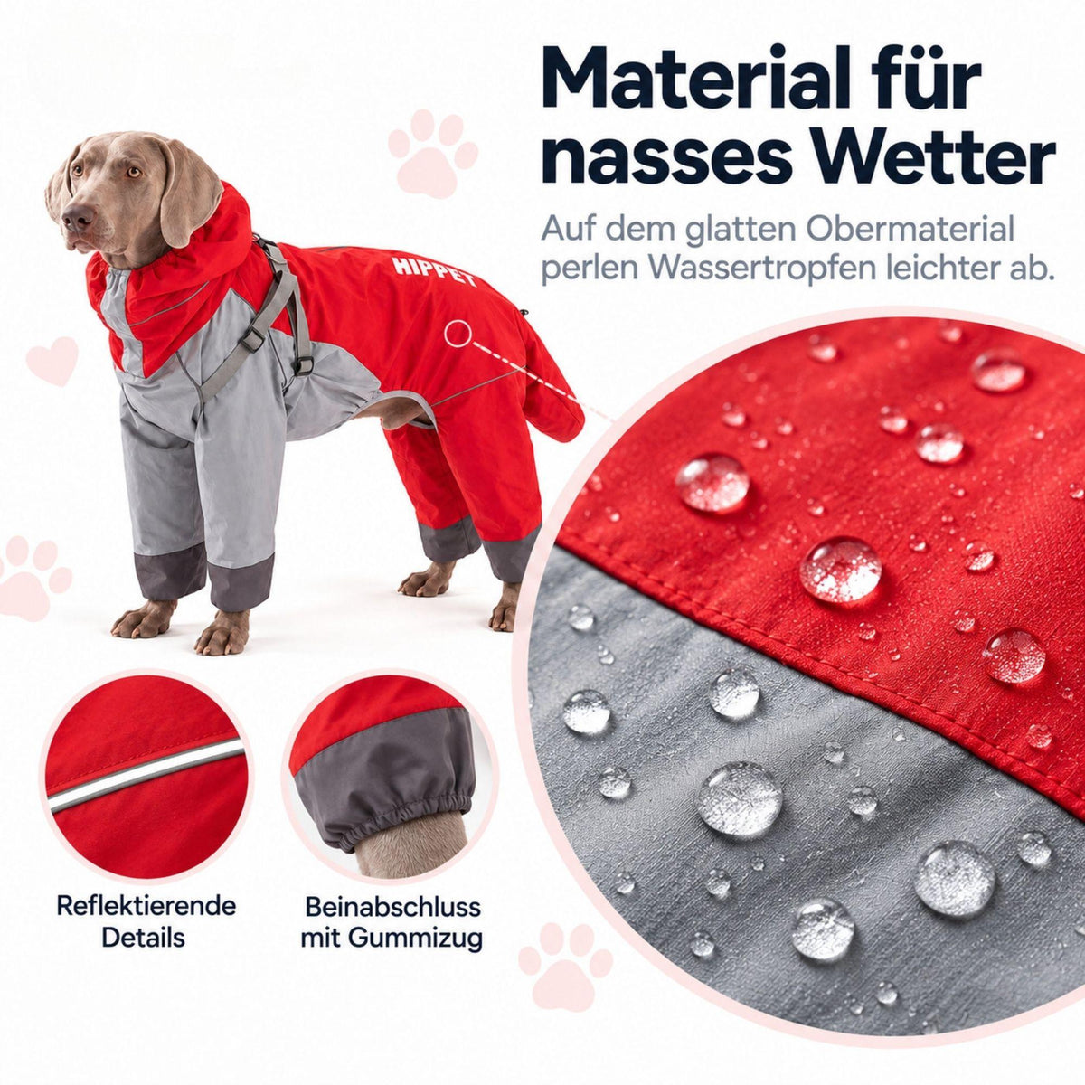 Hunde-Regenoverall für große Hunde mit Kapuze