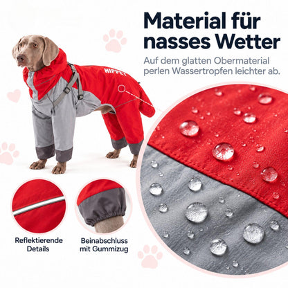 Hunde-Regenoverall für große Hunde mit Kapuze