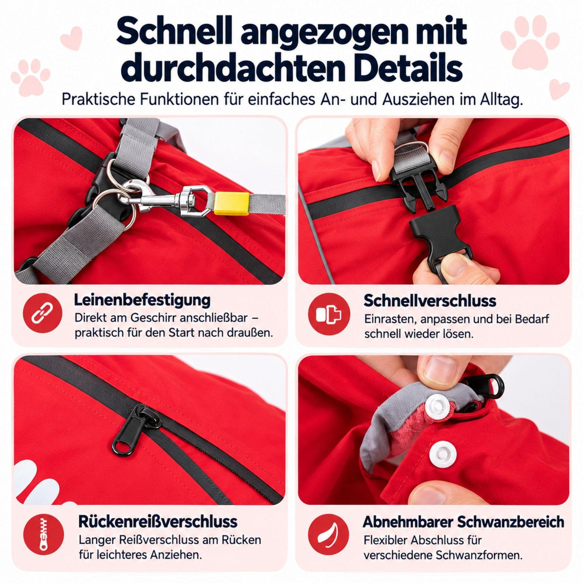 Hunde-Regenoverall für große Hunde mit Kapuze