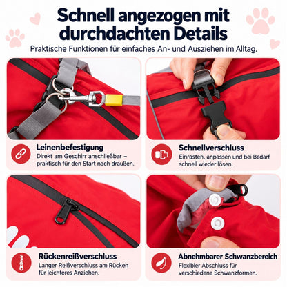 Hunde-Regenoverall für große Hunde mit Kapuze