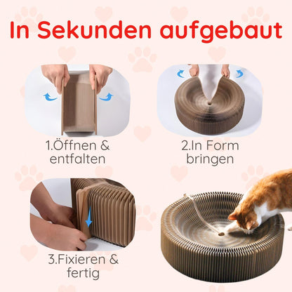 Akkordeon-Kratzbrett für Katzen – 3 in 1 Spiel & Ruhe - Happy Little Paws