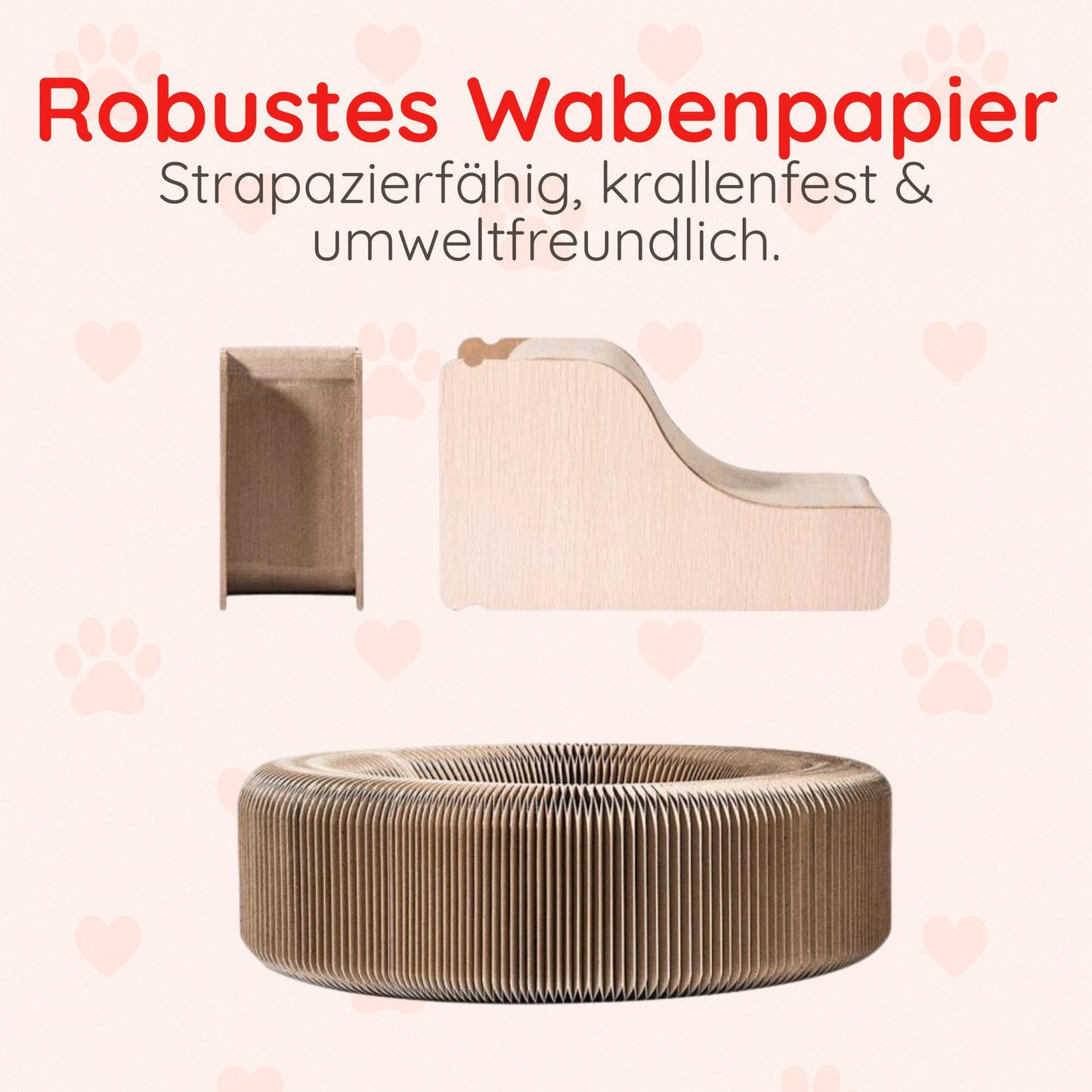 Akkordeon-Kratzbrett für Katzen – 3 in 1 Spiel & Ruhe - Happy Little Paws