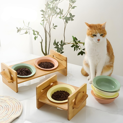 Bambus-Keramik Futternapf – Erhöht & ergonomisch Happylittlepaws