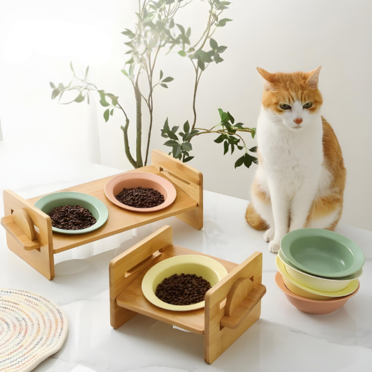 Bambus-Keramik Futternapf – Erhöht & ergonomisch Happylittlepaws