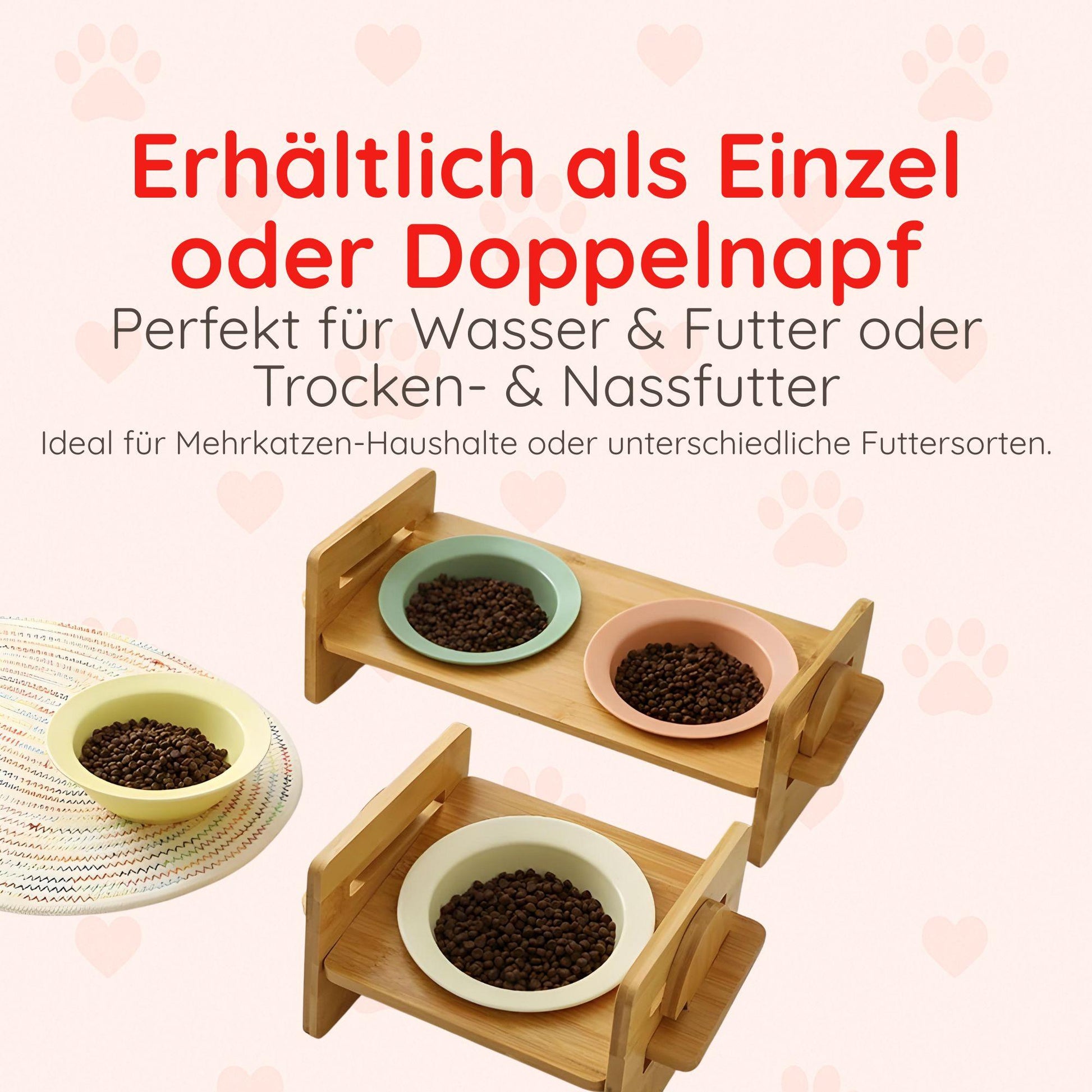 Bambus-Keramik Futternapf – Erhöht & ergonomisch Happy Little Paws