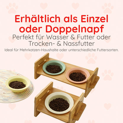 Bambus-Keramik Futternapf – Erhöht & ergonomisch Happy Little Paws