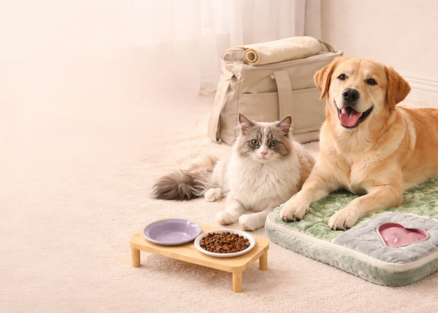 Hund und Katze in einem gemütlichen Zuhause