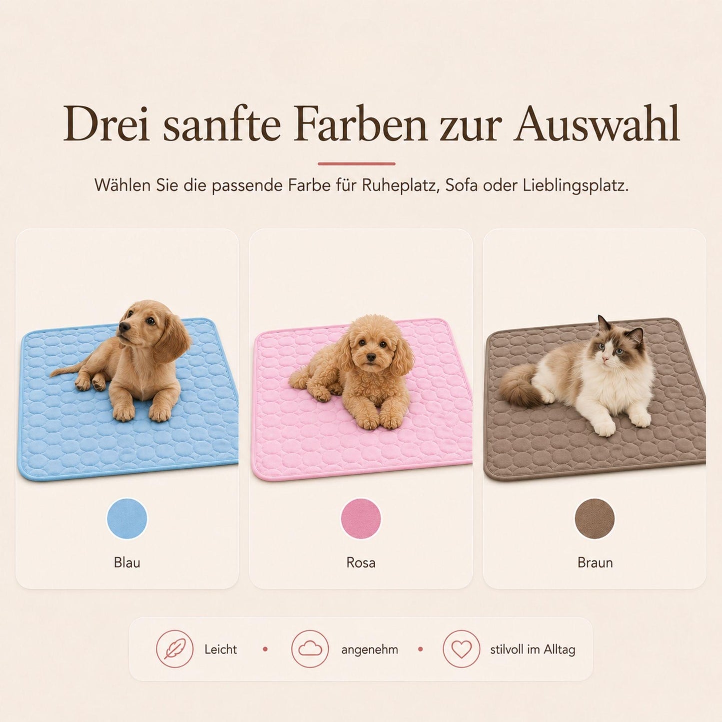 Kühlmatte für Hunde und Katzen, Leicht & atmungsaktiv für warme Tage