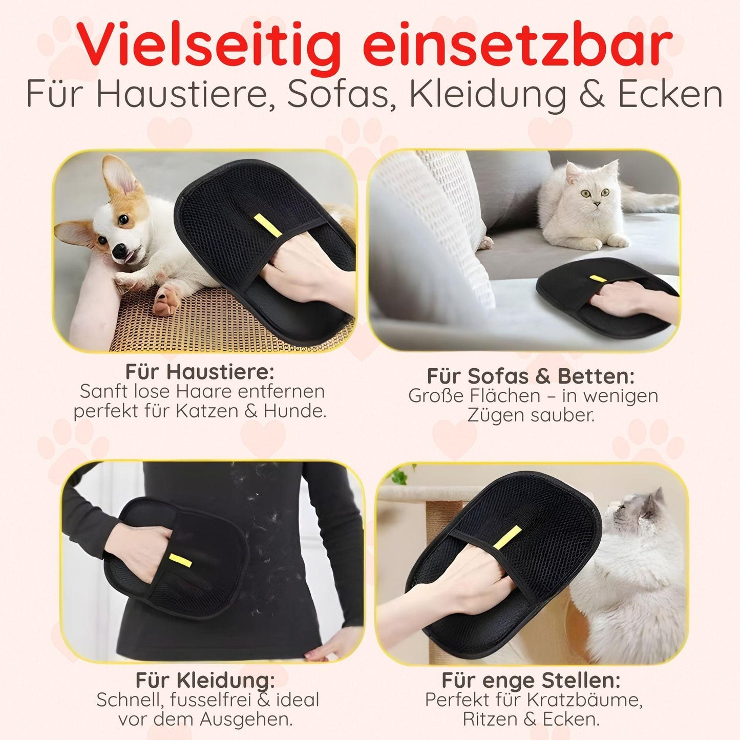 Fellpflege-Handschuh – 3-in-1 gegen Tierhaare - Happy Little Paws