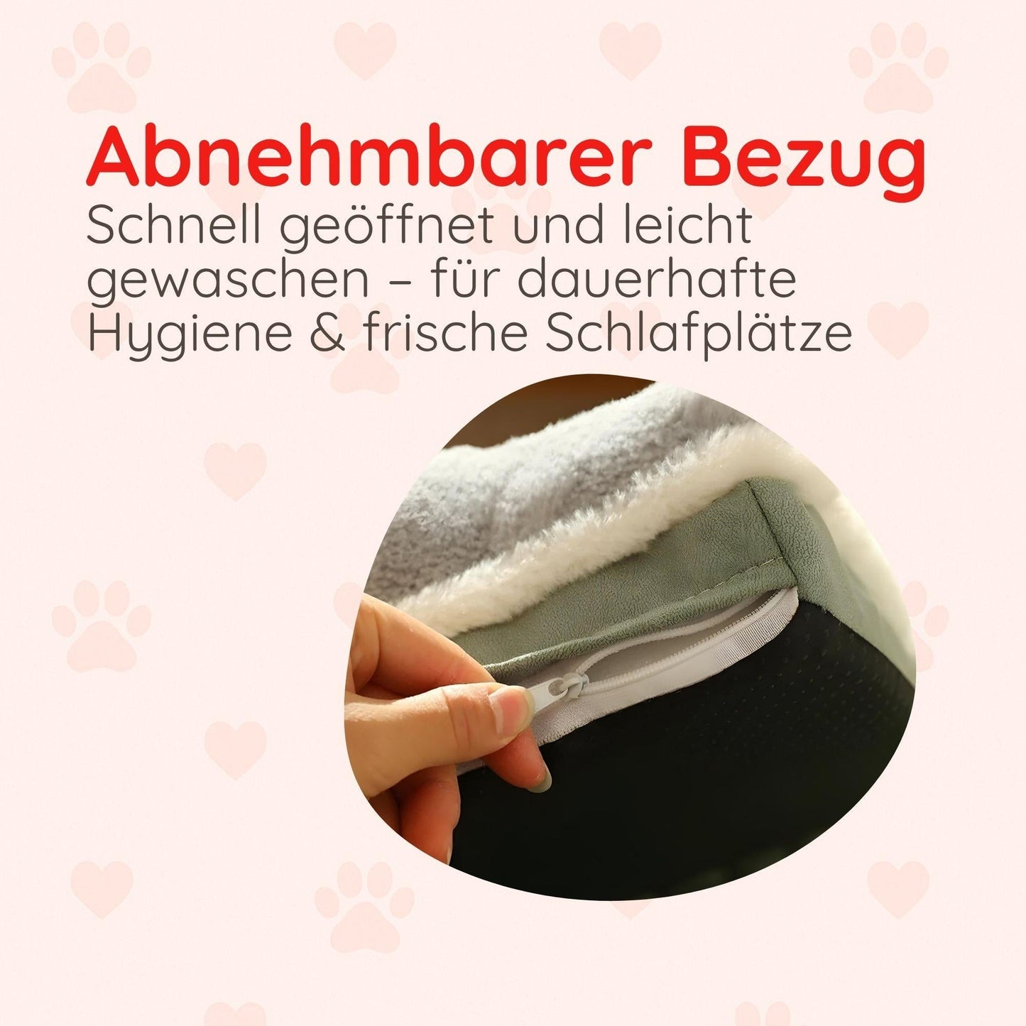 Hundebett mit Nackenrolle & Herzdetail Happy Little Paws