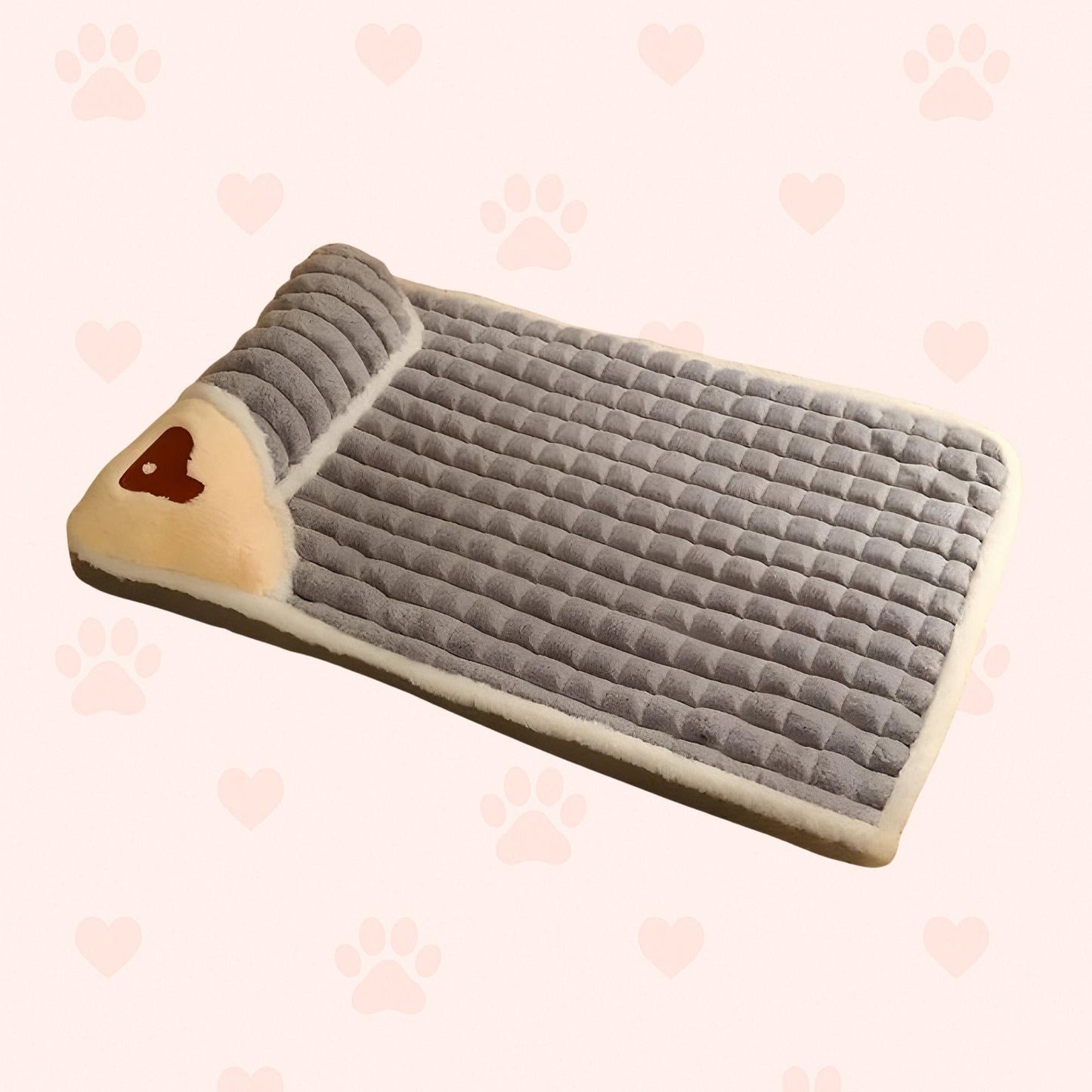 Hundebett mit Nackenrolle & Herzdetail Happy Little Paws