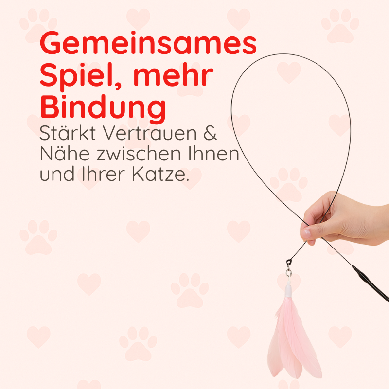 Interaktive Katzenangel mit Feder und Saugnapf – Spielzeug für Katzen zum Spielen und Jagen