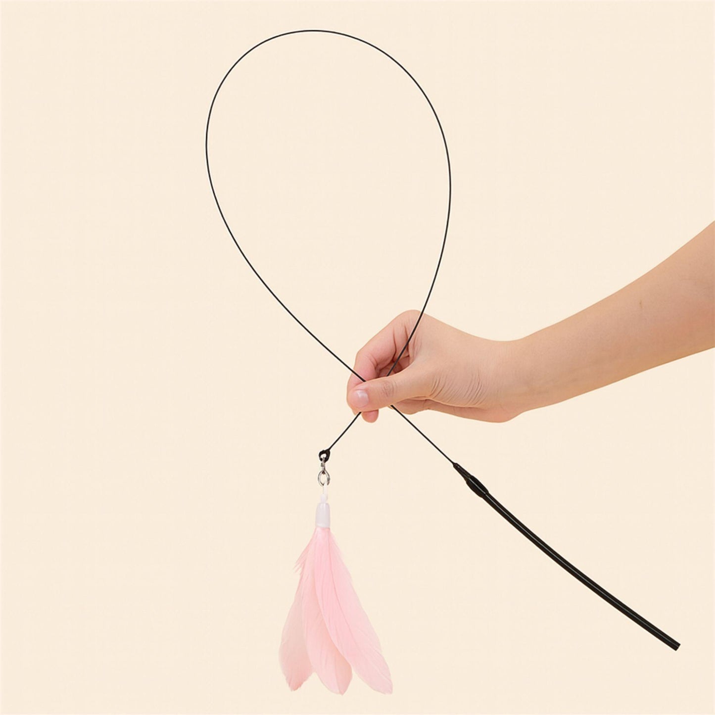 Interaktive Katzenangel mit Feder und Saugnapf – Spielzeug für Katzen zum Spielen und Jagen