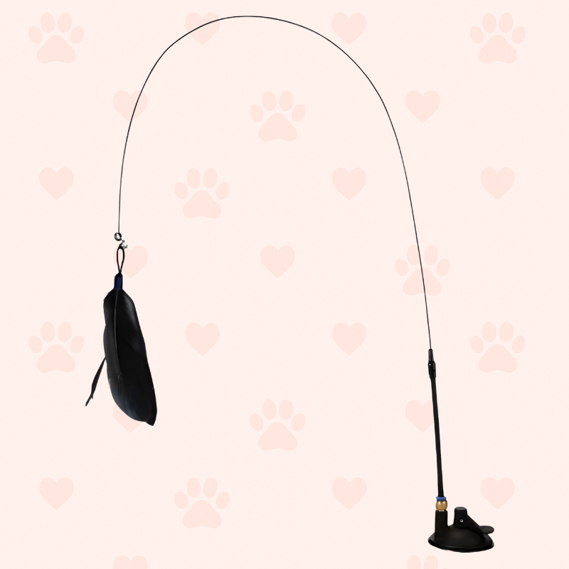 Interaktive Katzenangel mit Feder und Saugnapf – Spielzeug für Katzen zum Spielen und Jagen