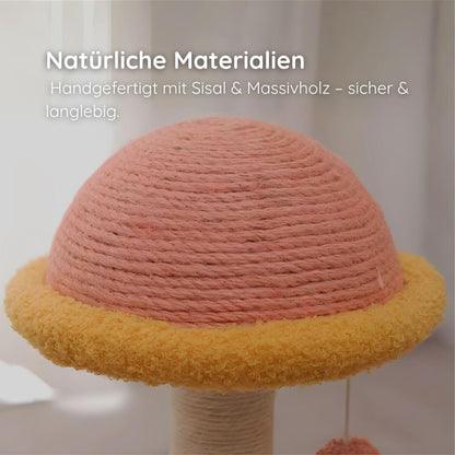 Interaktives Katzen-Holzspielzeug mit drehbarer Kratzsäule und Spielbällen – natürlich, langlebig & ideal zur Krallenpflege