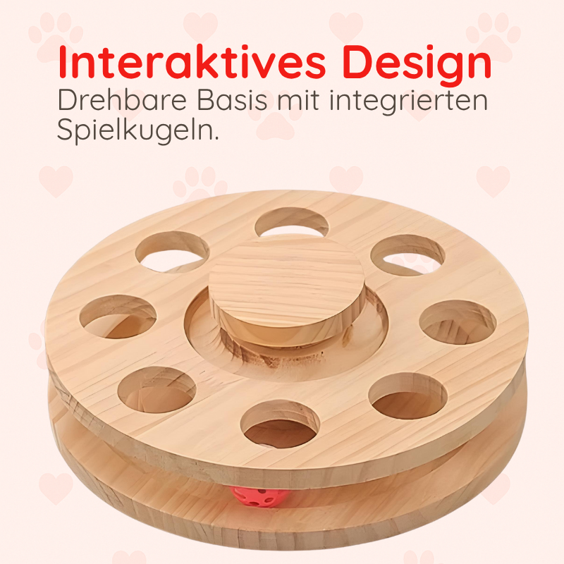 Katzen-Holzspielzeug – Drehbare Kratzsäule & Intelligenztrainer Happy Little Paws