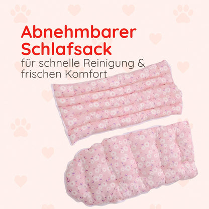 Katzenhöhle mit Plüsch & Blumenmuster -  Happylittlepaws